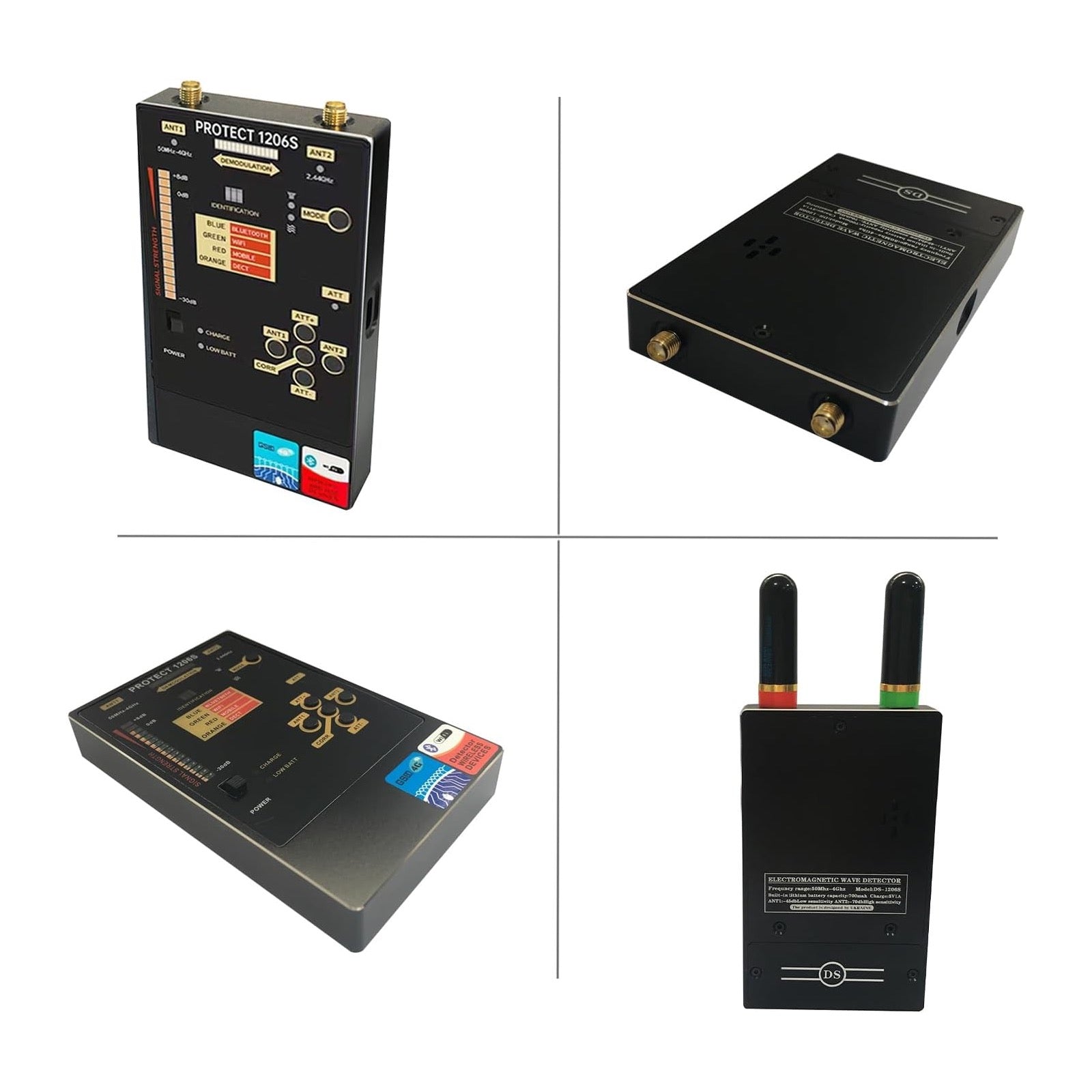 iProtect 1206i RF Signal Detector Wireless Anti Spy Camera Scanner Dual Band Antenna for GPS Tracker Bug Finder