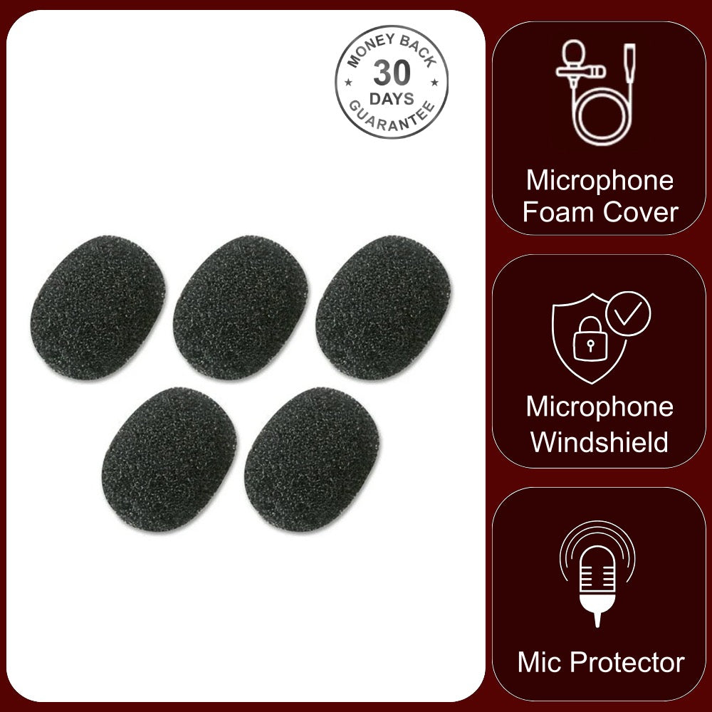 Pulse Black Foam Windshields High Density for Ear-Hook Headset Microphones 2.5mm Diameter Pack of 5