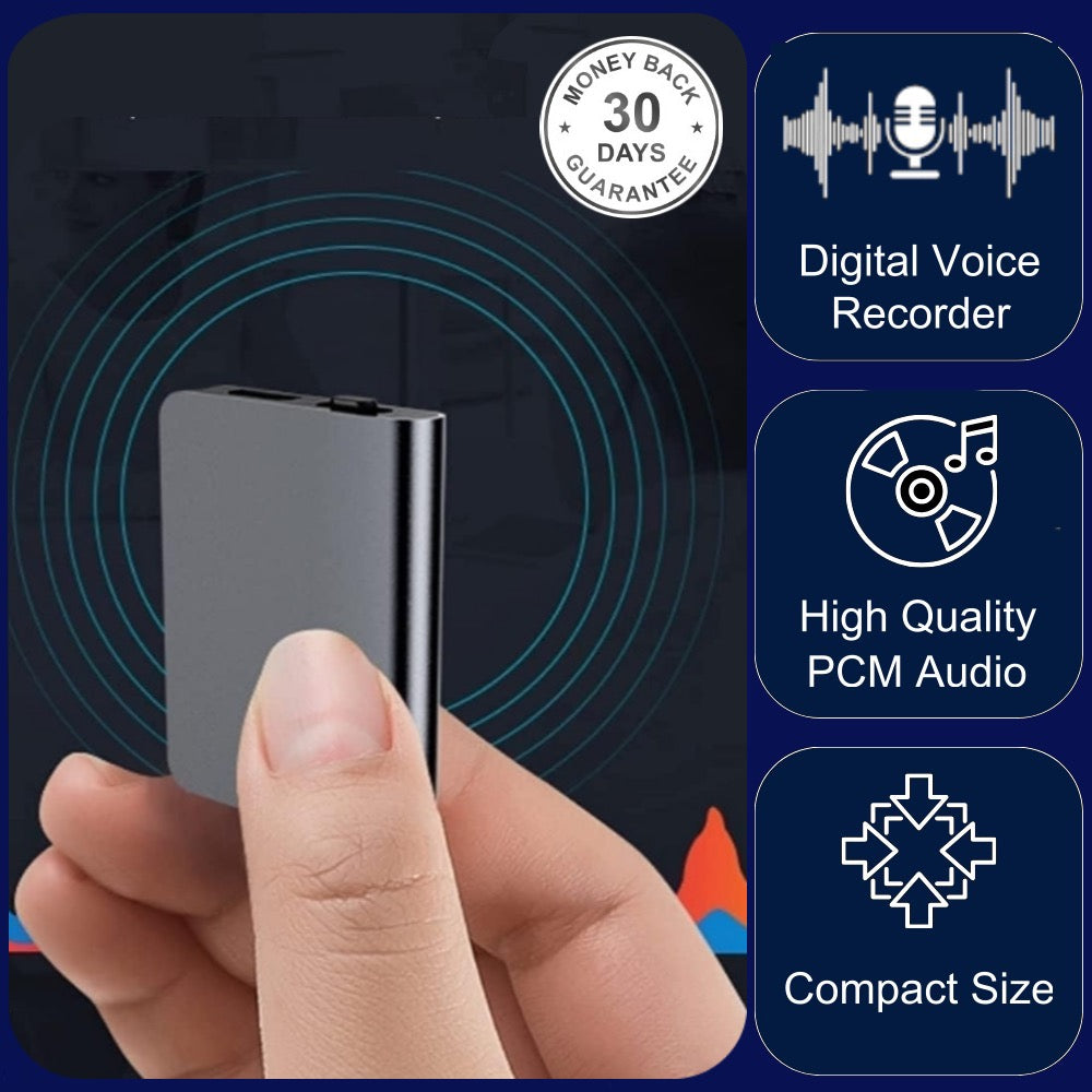 Q61 Tiny Bluetooth Voice Recorder Operate on App HD Noise Reduction Metal Body Housing