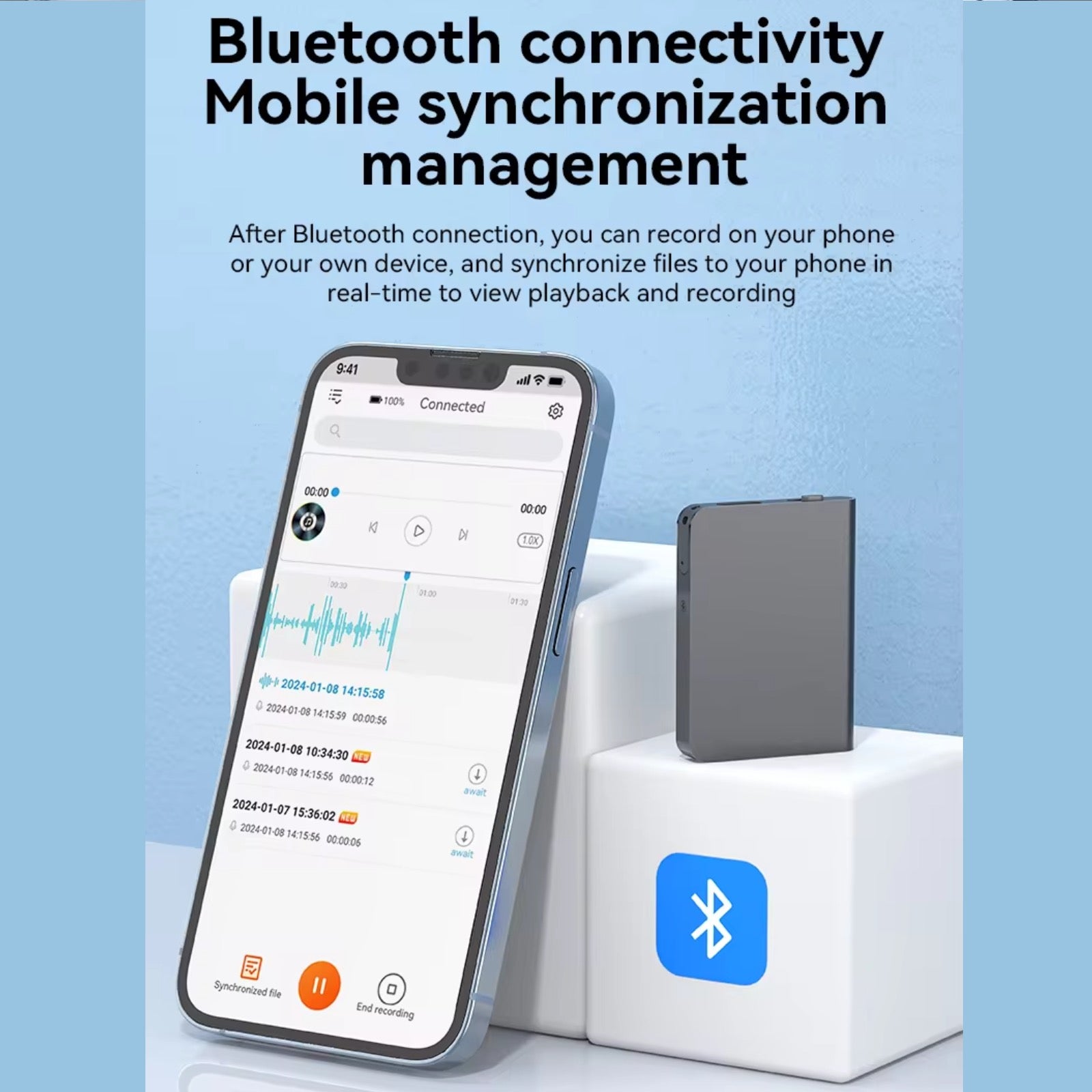 Q61 Tiny Bluetooth Voice Recorder Operate on App HD Noise Reduction Metal Body Housing
