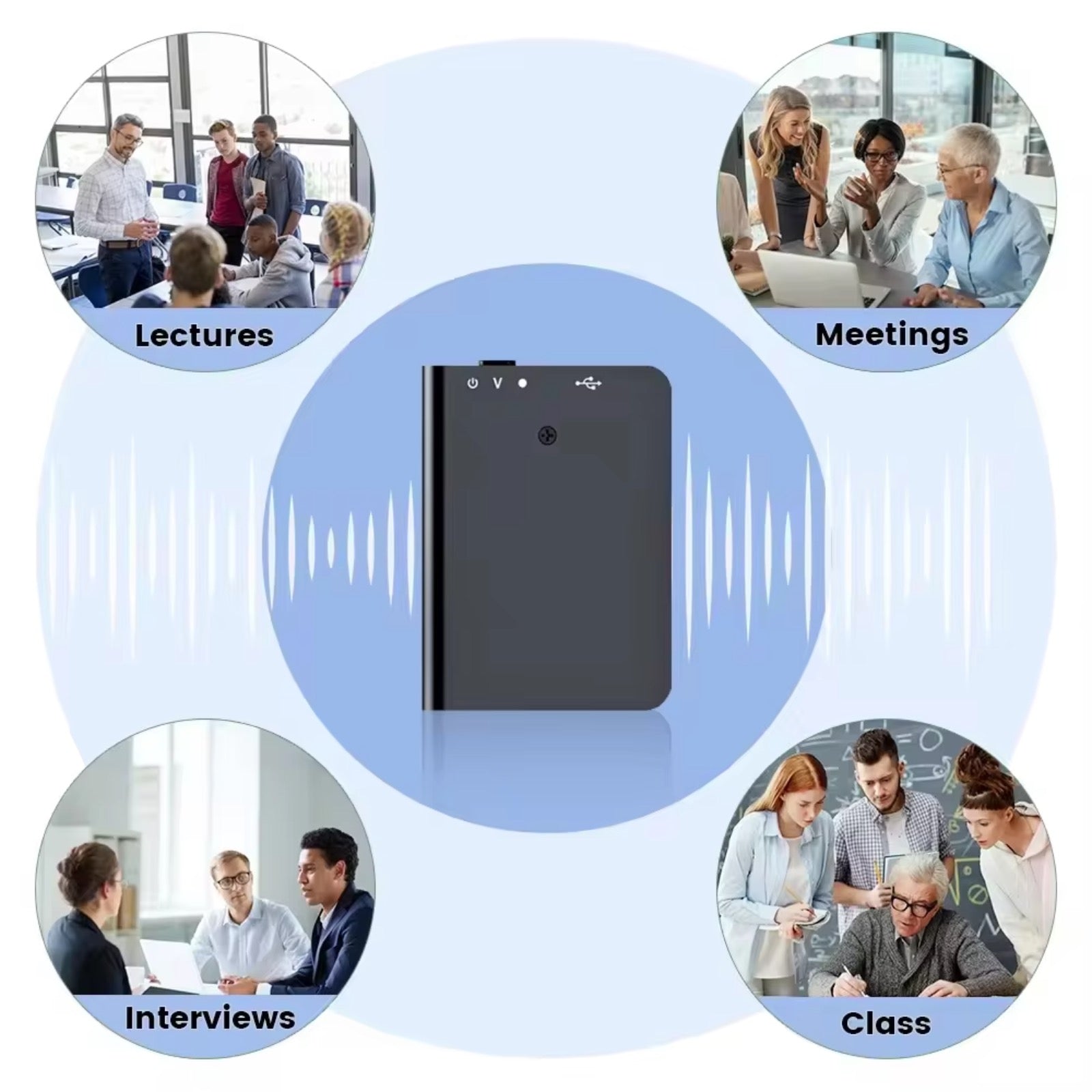 Q61 Tiny Bluetooth Voice Recorder Operate on App HD Noise Reduction Metal Body Housing