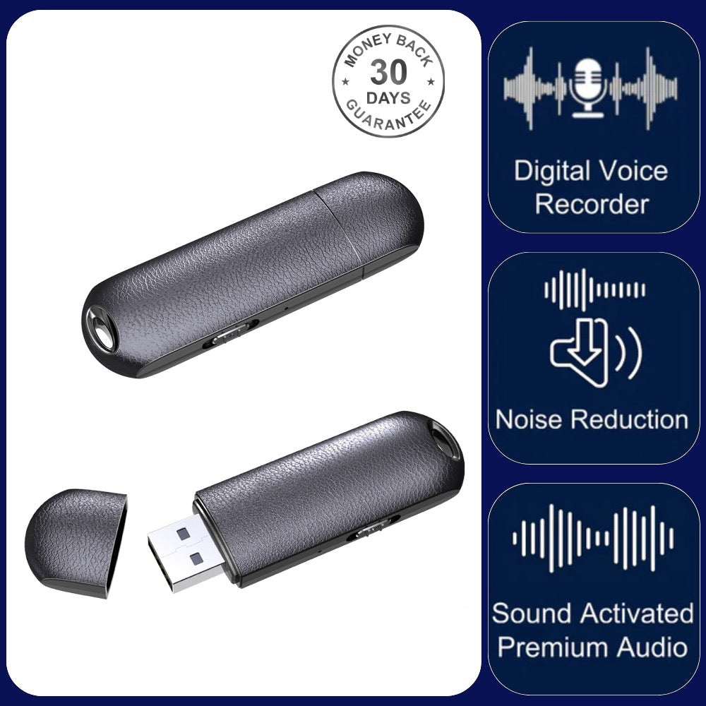 Q62V USB Voice Recorder Memory Stick Sound Activated 25 Hour Battery Digital .WAV Audio