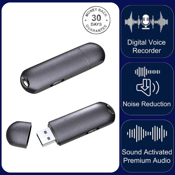 Q62V USB Voice Recorder Memory Stick Sound Activated 25 Hour Battery Digital .WAV Audio