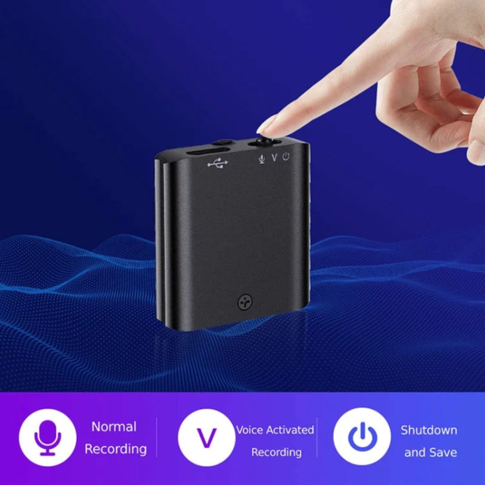 Q63V Mini Magnetic Voice Recorder Sound Activated Noise Reduction 1536Kbps PCM 20 Hour Battery