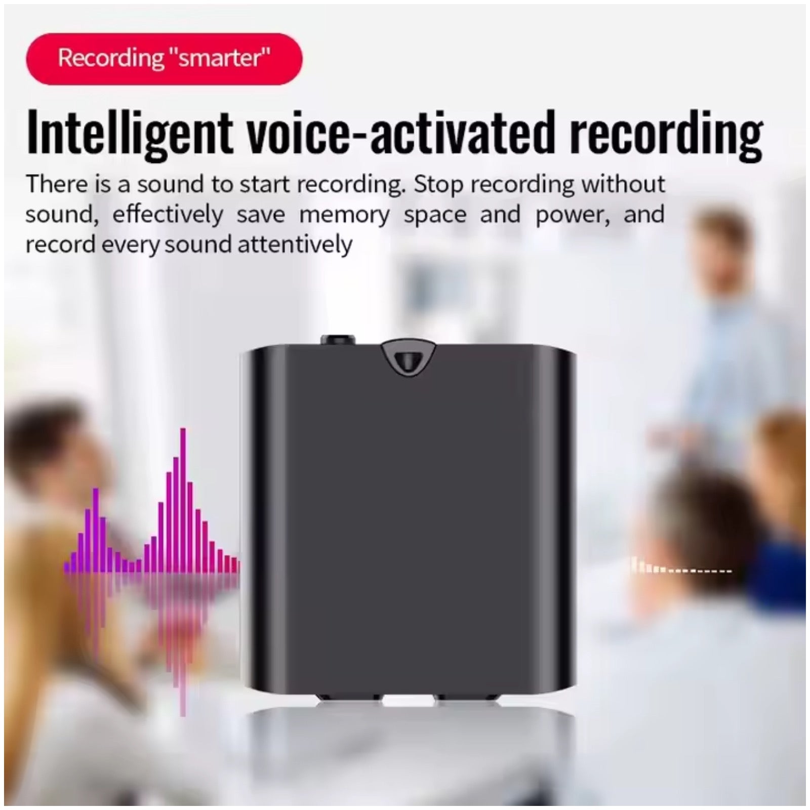 Q63V Mini Magnetic Voice Recorder Sound Activated Noise Reduction 1536Kbps PCM 20 Hour Battery