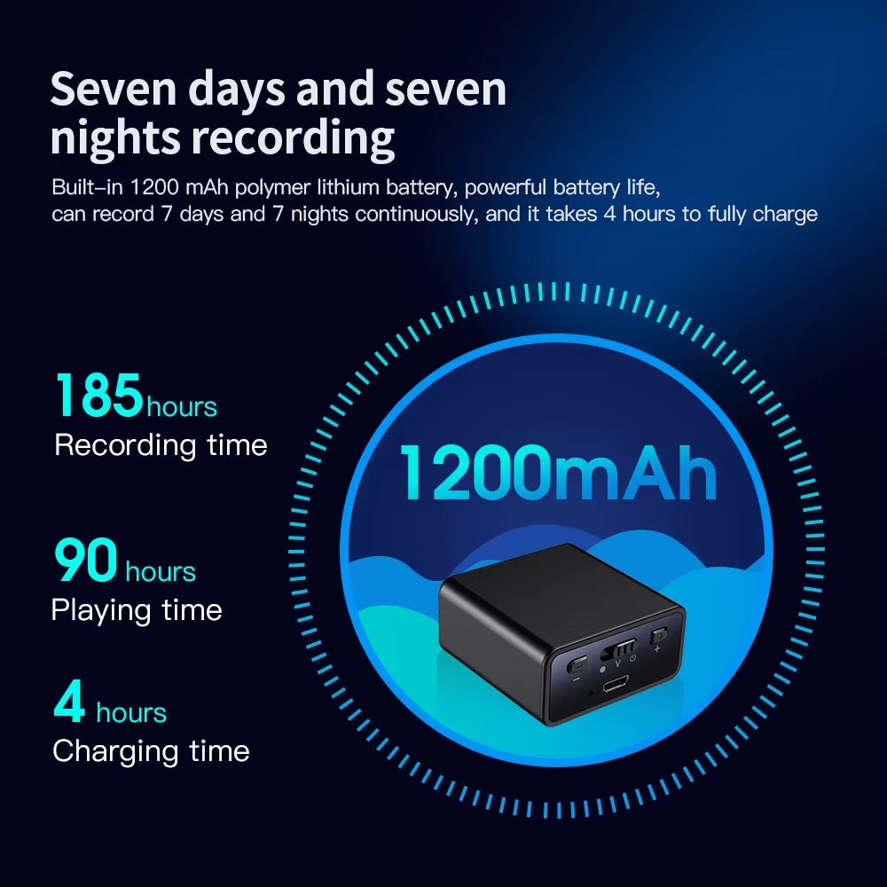 Q65V Magnetic Voice Recorder 200 Hour Battery Sound Activated ADPCM High Definition Noise Reduction