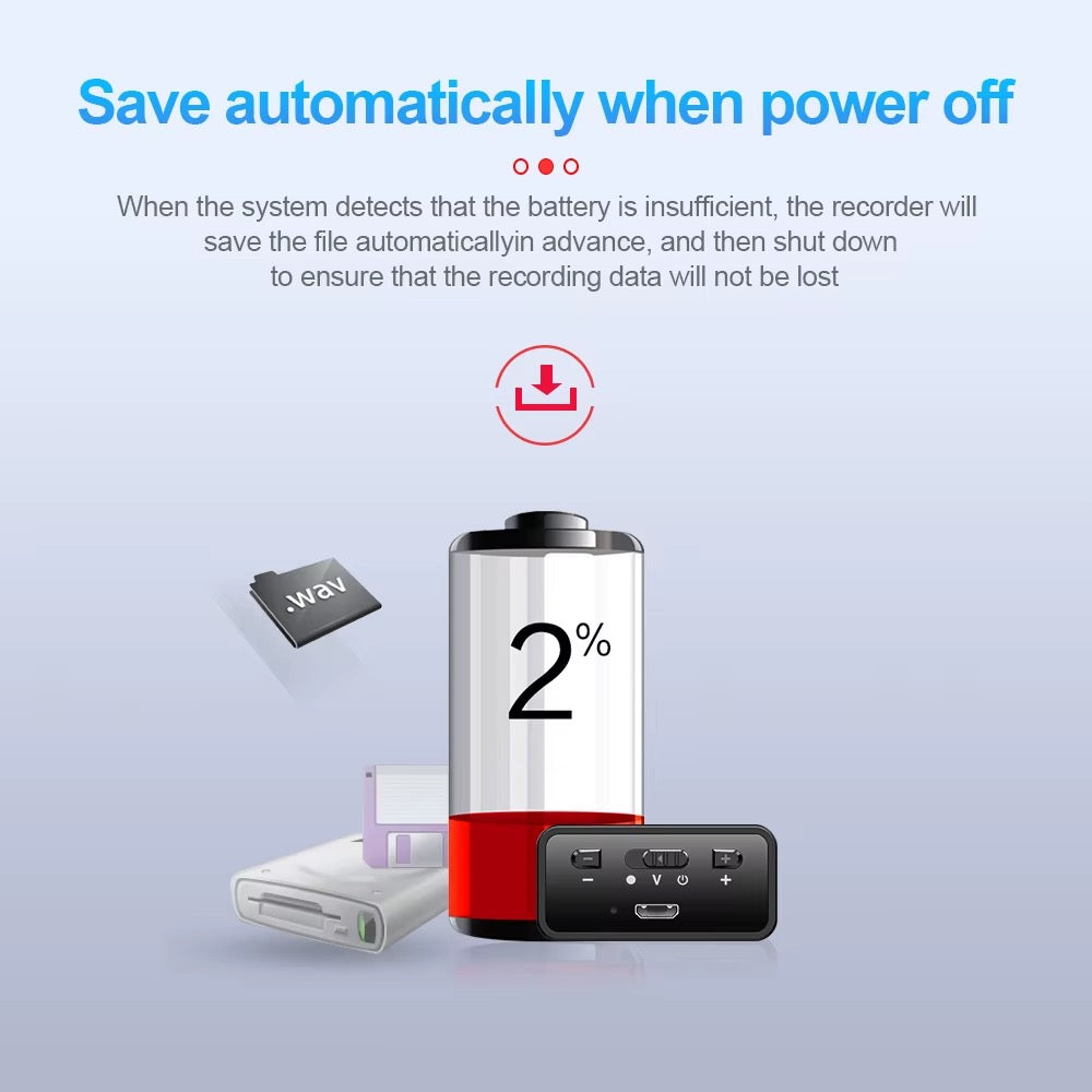 Q65V Magnetic Voice Recorder 200 Hour Battery Sound Activated ADPCM High Definition Noise Reduction