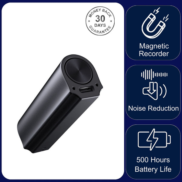 Q73V Mini Magnetic Voice Recorder 500 Hour Battery 64GB Memory Sound Activated Noise Reduction