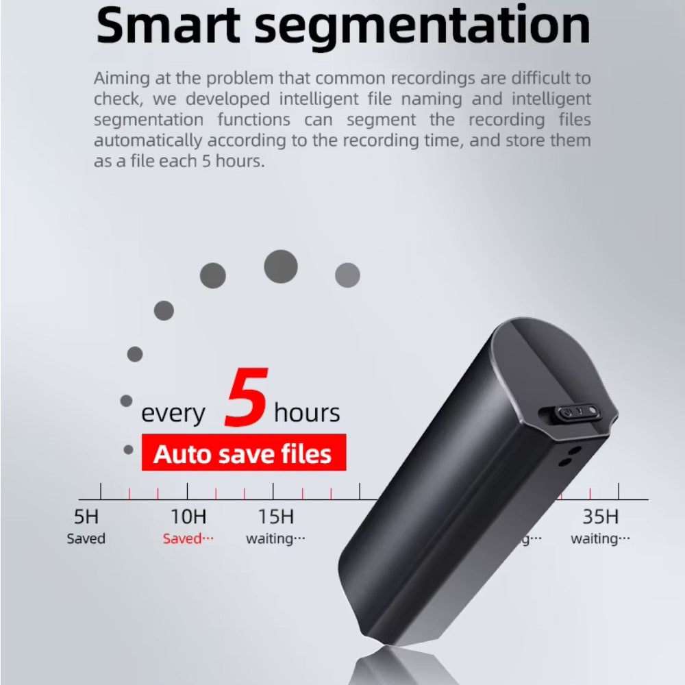Q73V Mini Magnetic Voice Recorder 500 Hour Battery 64GB Memory Sound Activated Noise Reduction