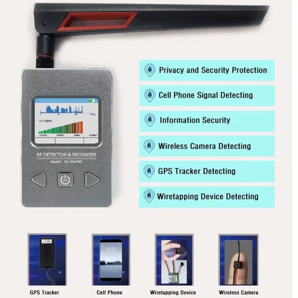 RFD-996 Bug Detector Recorder 4 GHZ Anti-Spy GPS Tracker Wi-Fi Camera GSM Audio Bug Finder
