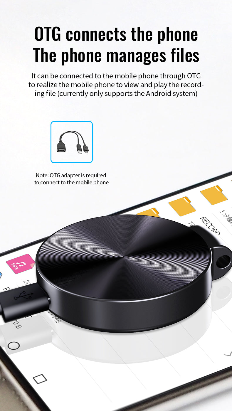 Mini Pendant Voice Recorder Sound Activated 1536Kbps PCM High Quality Audio 25 Hour Battery
