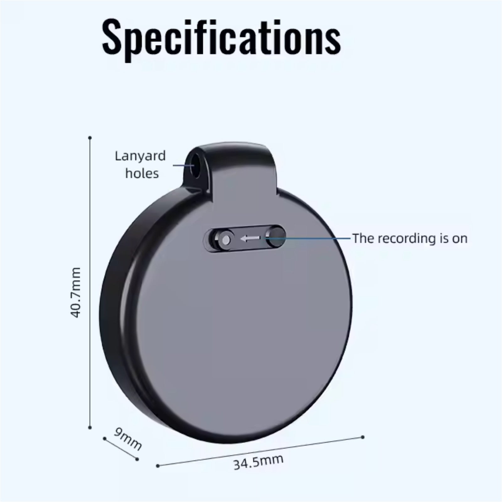 Mini Pendant Voice Recorder Sound Activated 1536Kbps PCM High Quality Audio 25 Hour Battery