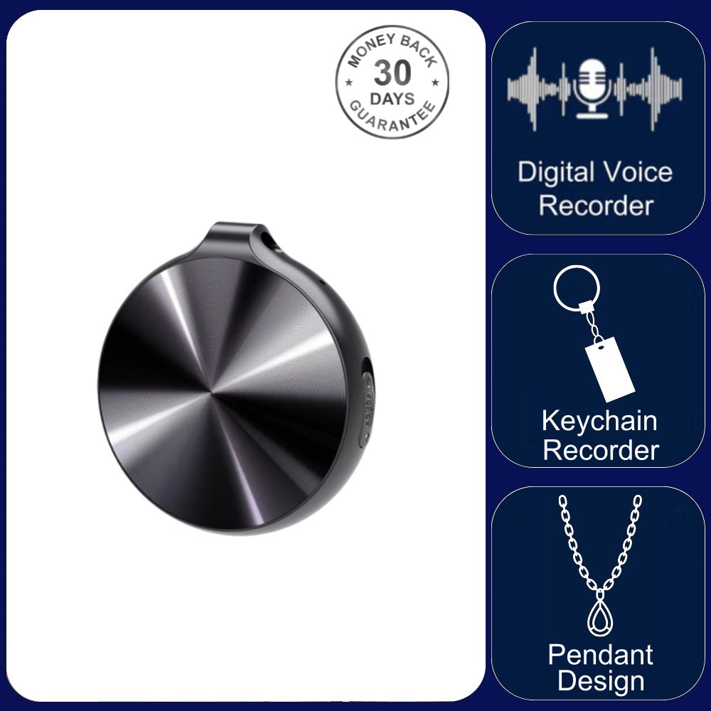 Mini Pendant Voice Recorder Sound Activated 1536Kbps PCM High Quality Audio 25 Hour Battery