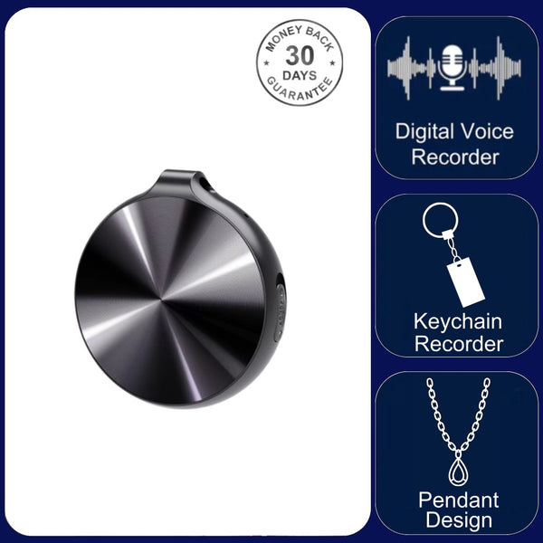 Mini Pendant Voice Recorder Sound Activated 1536Kbps PCM High Quality Audio 25 Hour Battery