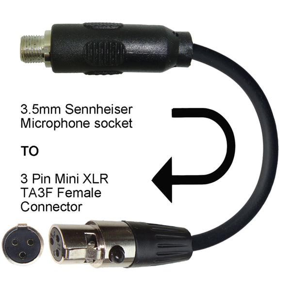 3.5mm Jack Microphone Adapter to Convert Sennheiser Lavalier Ear-hook Headset to Different Body Pack Transmitter Connector