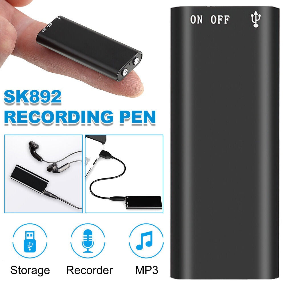 SK892 Miniature Voice Recorder Sound Activated Super Sensitive Microphone 13 Hour Battery