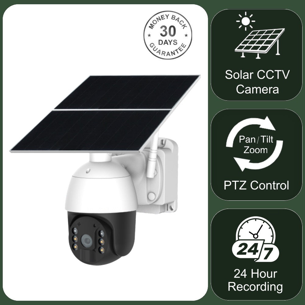 4G LTE 24 Hour 365 Days Solar Power PTZ Security Camera Full HD 1080p Video Recorder uBox App