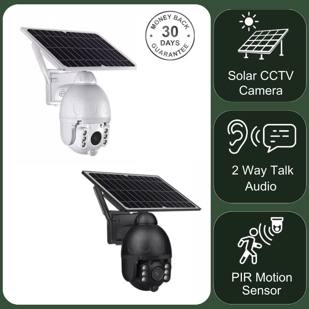4G WiFi Solar Power Dome Camera Wireless Video CCTV PTZ 2 Way Audio PIR Night Vision