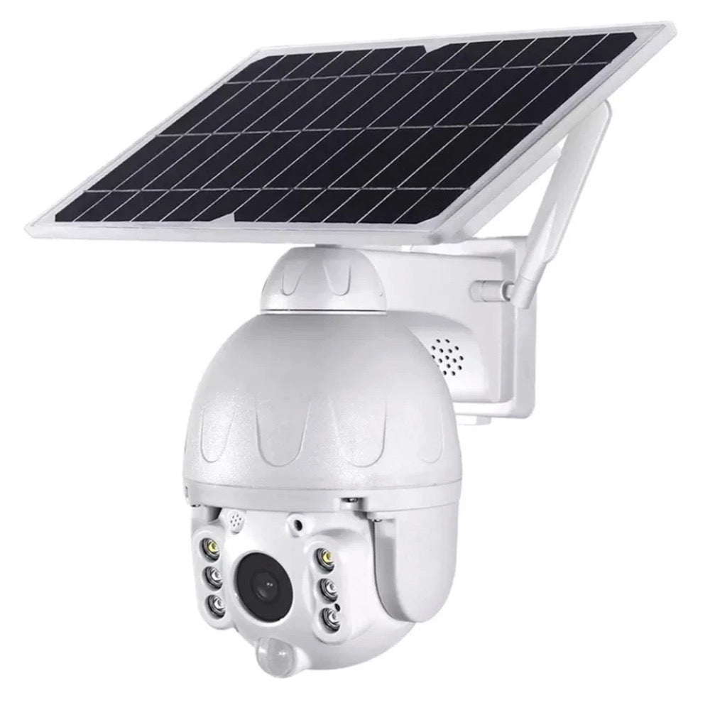 4G WiFi Solar Power Dome Camera Wireless Video CCTV PTZ 2 Way Audio PIR Night Vision
