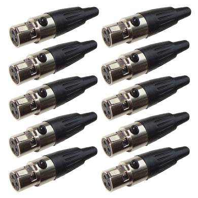 10x TA3F 3 Pin Mini XLR Connector Plug Female Socket For Microphone Audio Power