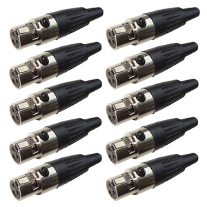 10x TA3F 3 Pin Mini XLR Connector Plug Female Socket For Microphone Audio Power