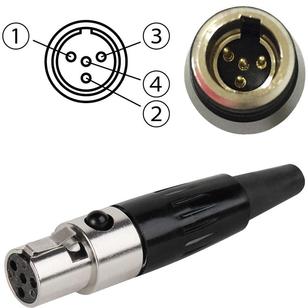 4 Pin Mini XLR Connector Plug Inline TA4F Female Socket For Shure Microphones & Audio Systems