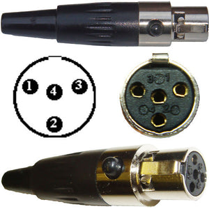 TA4F 4 Pin Mini XLR Connector Plug Inline Female Socket For Microphones & Audio