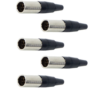 5x TA5M 5 Pin Mini XLR Male Inline Socket Fits TA5F Female Audio Connector Plug