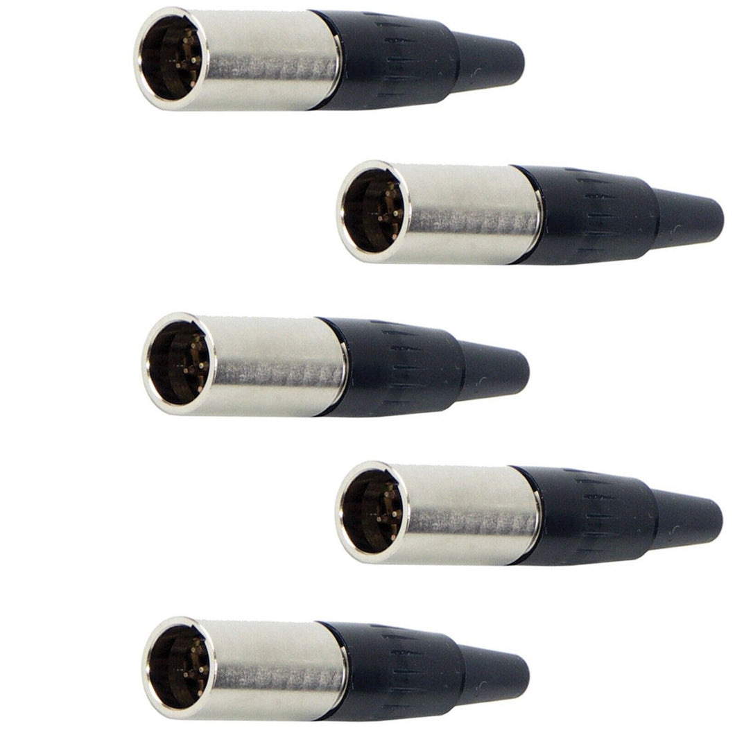 5x TA5M 5 Pin Mini XLR Male Inline Socket Fits TA5F Female Audio Connector Plug