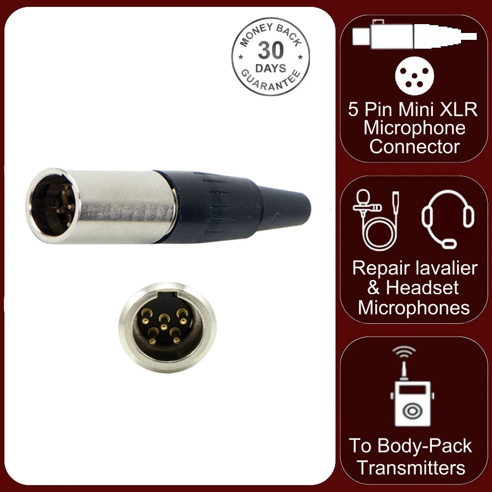 TA5M 5 Pin Mini XLR Male Inline Socket To Fit TA5F Female Connector Audio Plug