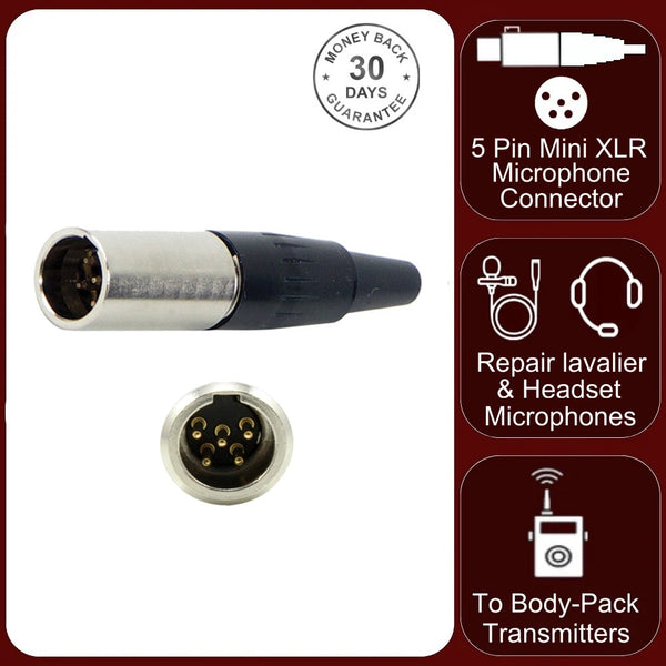 TA5M 5 Pin Mini XLR Male Inline Socket To Fit TA5F Female Connector Audio Plug