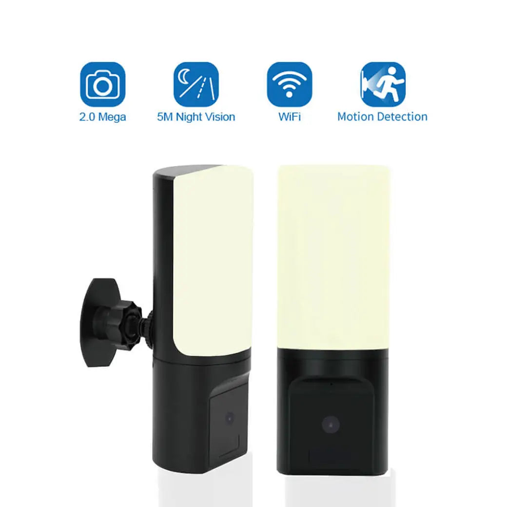 TUYA Wall Lamp Camera Wireless Wi-Fi PIR Activated Recorder 300º Pan 5 Metre Night Vision