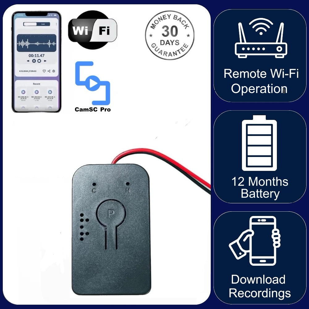 AR09 Wireless Wi-Fi Audio Recorder Sound Activated 18 Month Battery Unlimited Range Audio Download Recordings