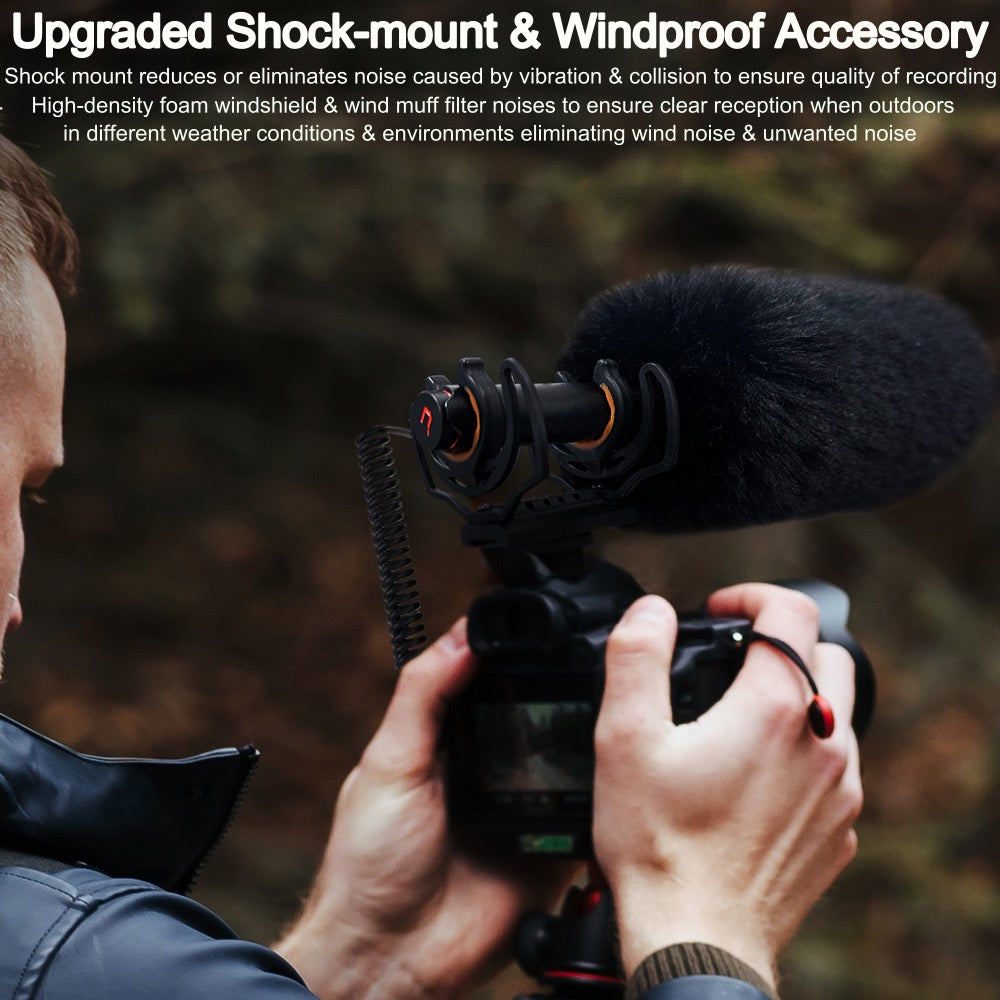 VM40 Comica Shotgun Microphone Super Cardioid Dual Channel Wireless 200 Metre Range Built In Recorder