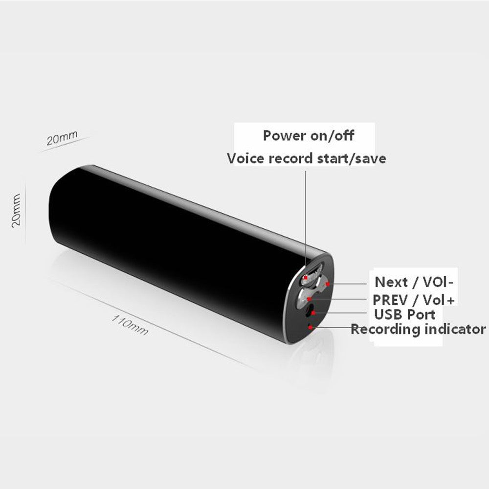 Magnetic Audio Voice Recorder 660 Hours Battery Sound Activated Premium Quality 1536kbps Bit Rate .WAV Format