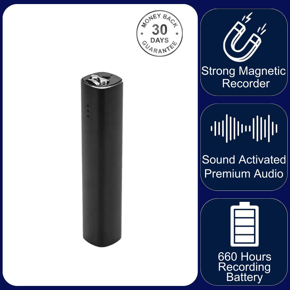 Magnetic Audio Voice Recorder 660 Hours Battery Sound Activated Premium Quality 1536kbps Bit Rate .WAV Format