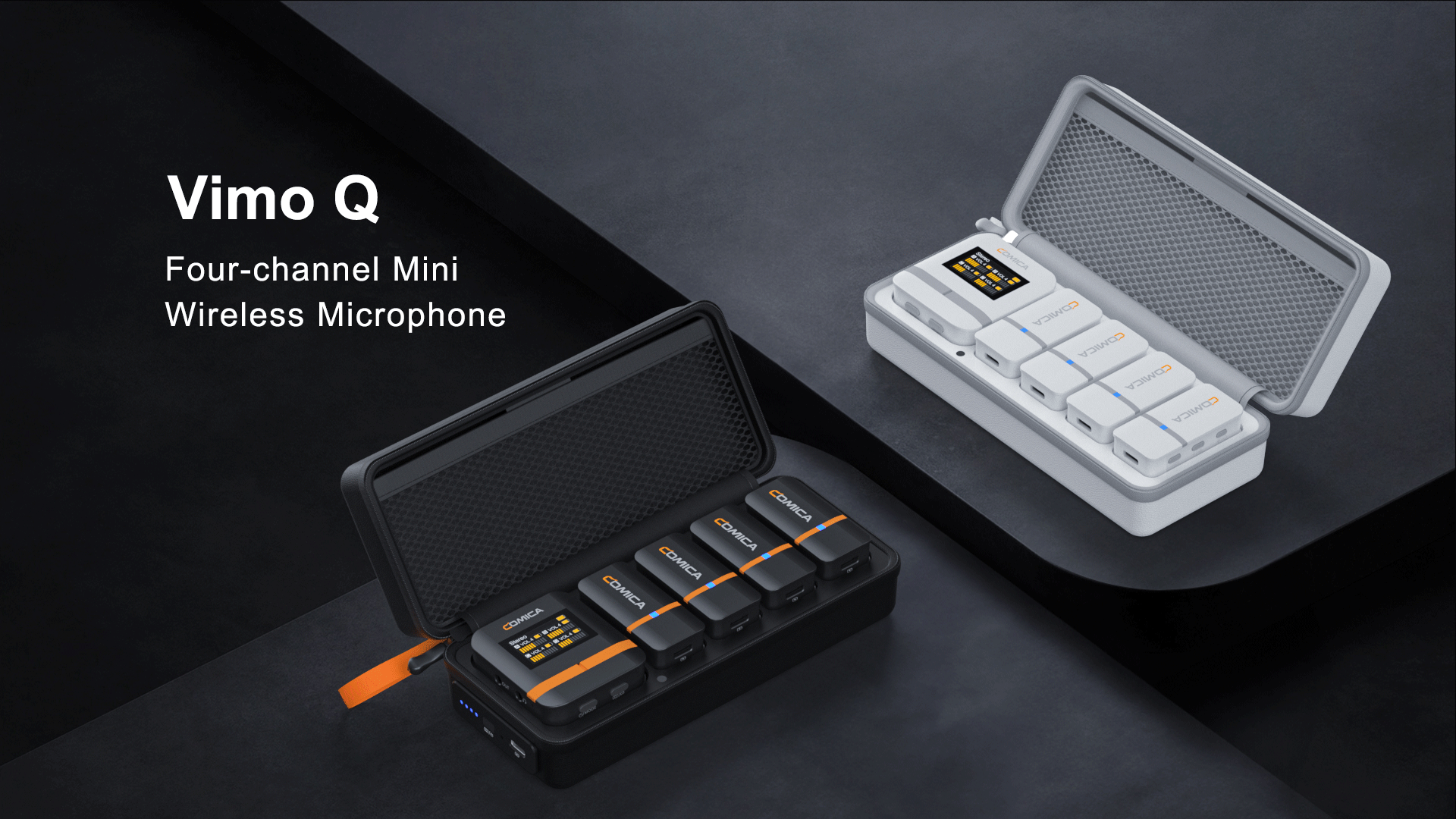 Comica Vimo Q Wireless Microphone 2.4G Four Channel 200 metre Mini Lapel Noise Cancellation for Camera Smartphone PC