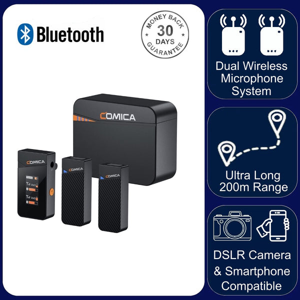 Comica Vimo C3 Wireless Microphone 2.4G Dual Channel 200 metre Mini Lapel Noise Cancellation for Camera Smartphone PC