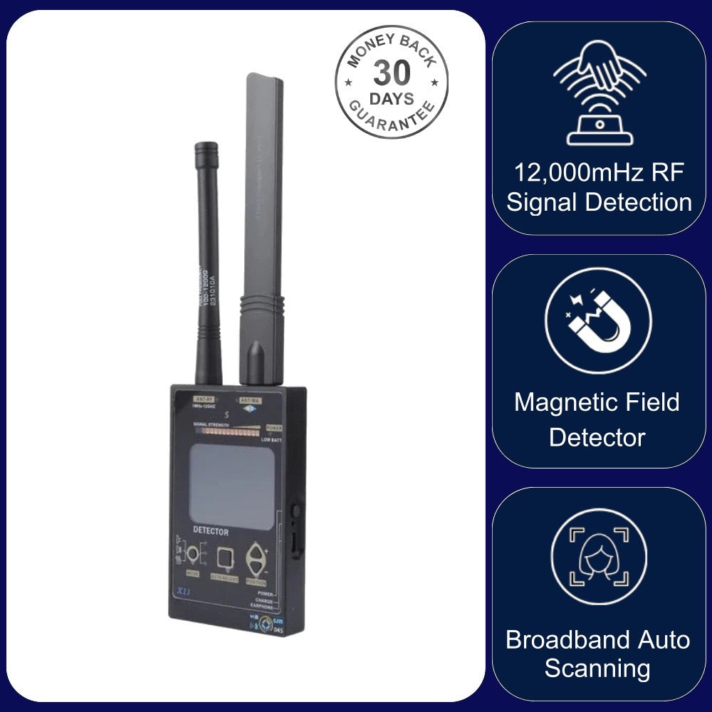X11A Spy Bug Detector Advanced Upgrade 12,000 mHz TSCM GSM Bug GPS Tracker WIFI Camera Bluetooth Sweep