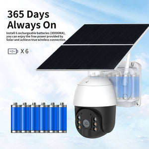 4G Wifi Solar Power 24 Hour Recording PTZ Camera 1080p HD Video Night Vision Wirefree Installation