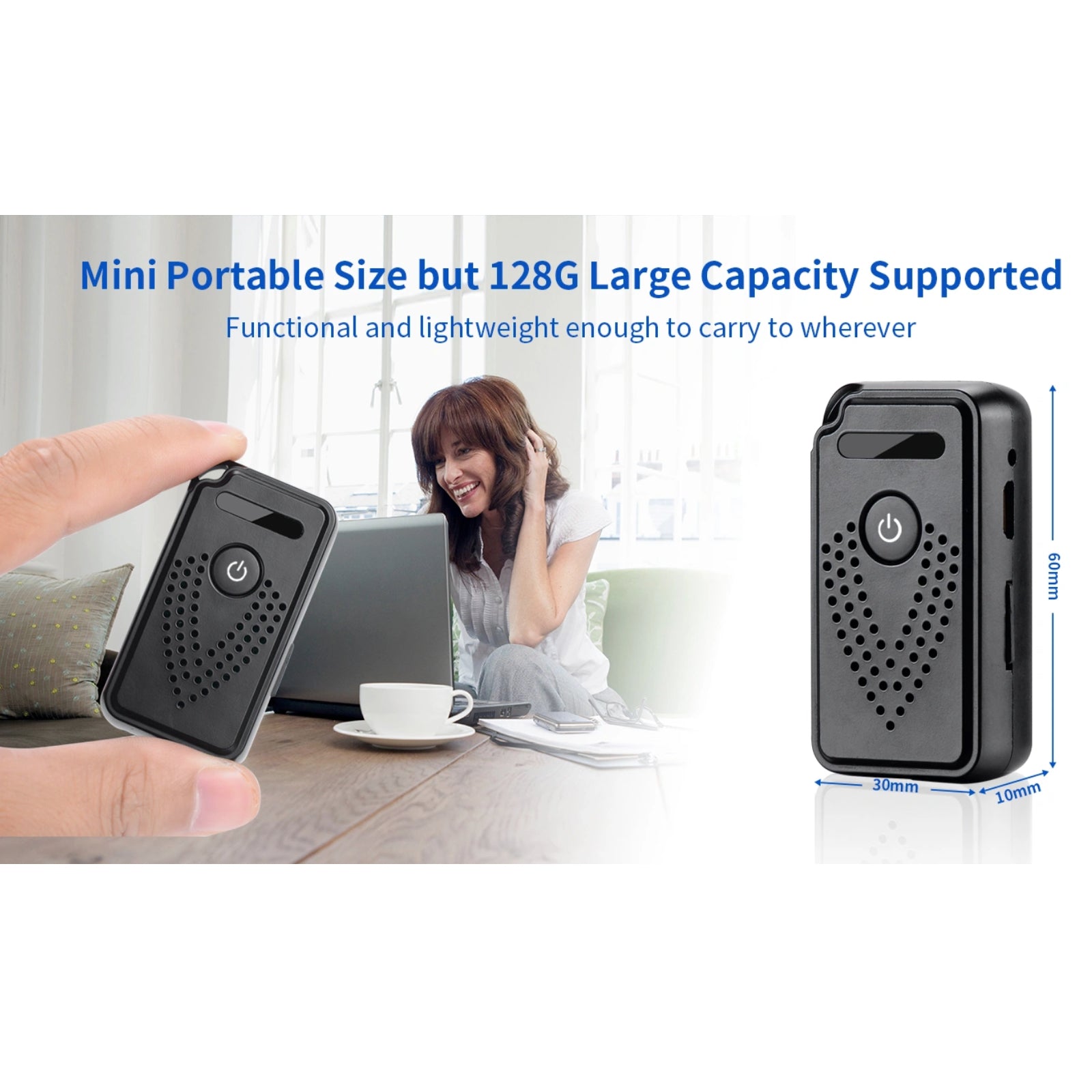 AR01 Wireless Wi-Fi Sound Recorder Listening Device Unlimited Range Live Audio Streaming Voice Activated Push Notification