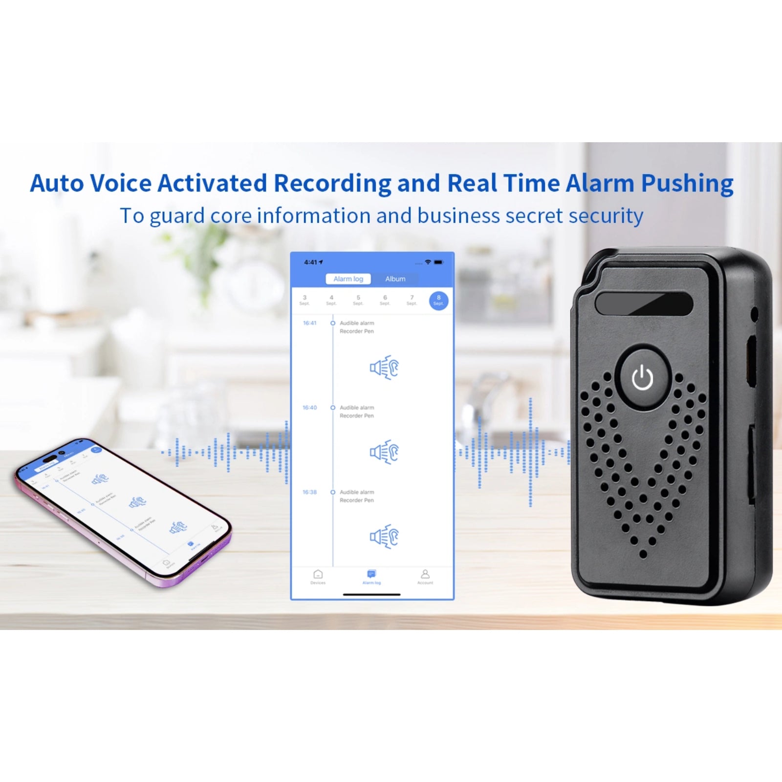 AR01 Wireless Wi-Fi Sound Recorder Listening Device Unlimited Range Live Audio Streaming Voice Activated Push Notification
