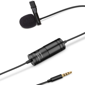 3.5mm TRRS/TRS Universal Lavaliere Microphone for Smartphone App & DSLR Video Camera