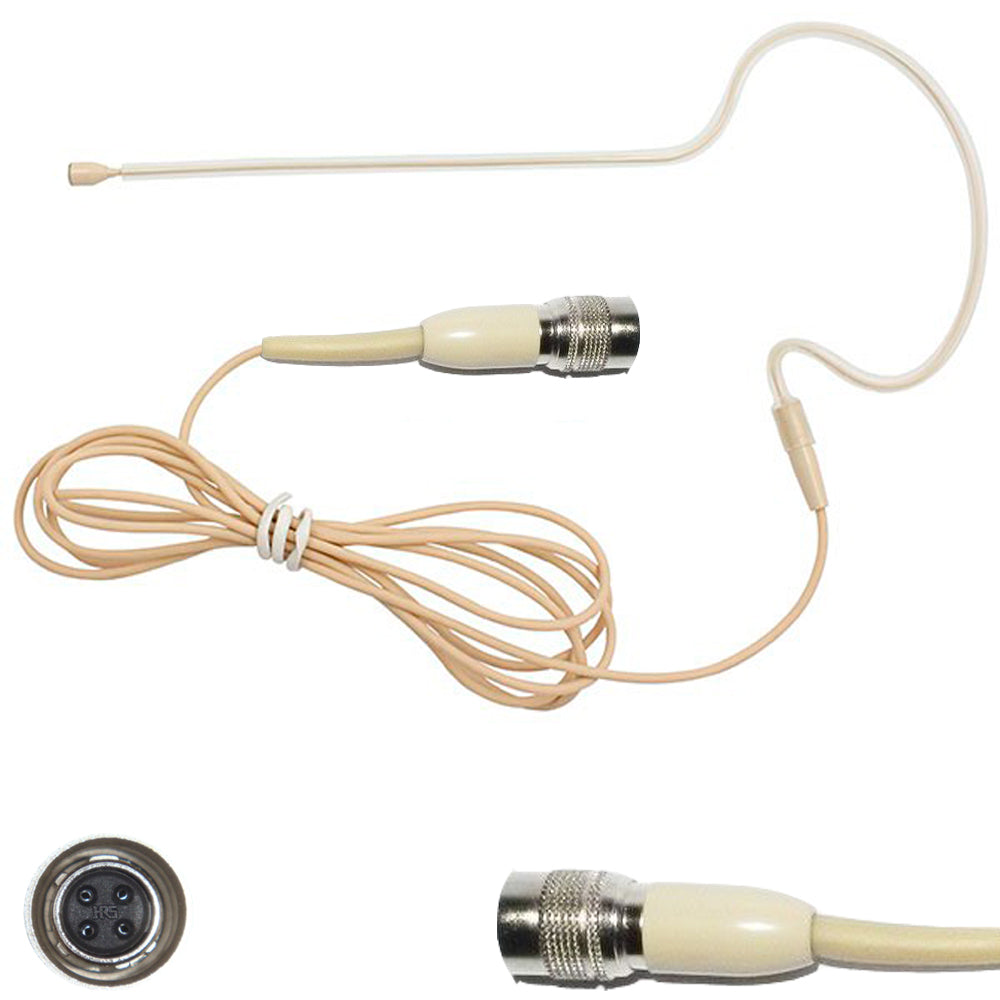 Single Ear Hook Earset Microphone for Audio Technica (CW) 4 Pin Body Pack Transmitters