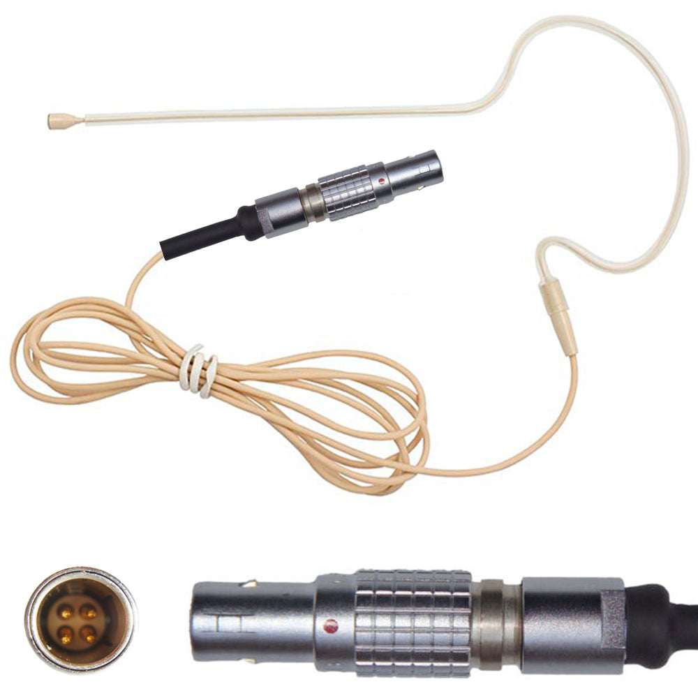 Beige Single Ear Hook Microphone for Wireless Body Pack Transmitters to fit all Brands Makes Models