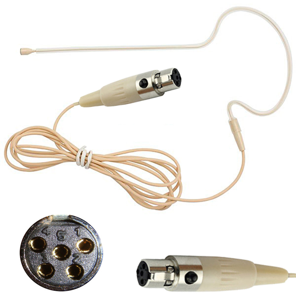 Beige Single Ear Hook Microphone for Wireless Body Pack Transmitters to fit all Brands Makes Models