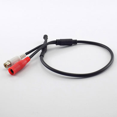 CCTV microphone pre-amp module with RCA Female Phono Audio Output, 2.1mm DC input / output socket
