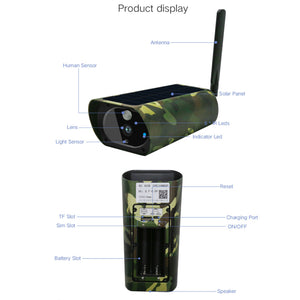 Camouflage 4G Solar Powered Camera 1080p HD Video Recorder + Additional Panel