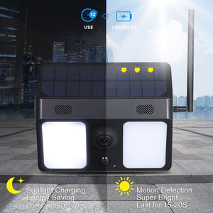 Solar Power Wi-Fi Camera 1080P HD Garden Lamp PIR Motion Detect Instant Alarm Notification
