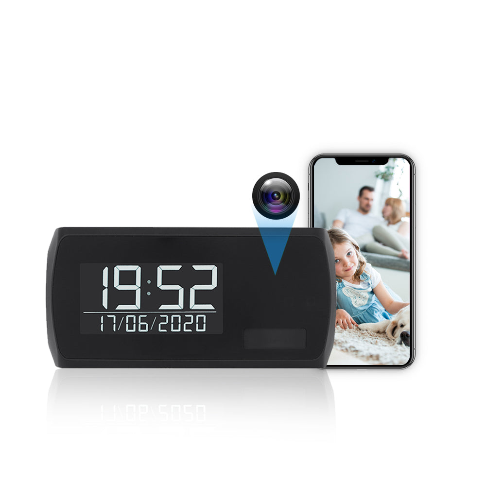 LED Clock Camera Wireless WiFi 1080p HD Video Recorder Night Vision 1 Year Battery Standby